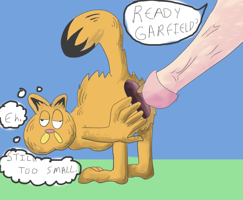 2boys anus bent_over disembodied_penis duo english_text gaping_anus garfield_(series) garfield_the_cat half-closed_eyes imminent_sex jon_arbuckle male male_on_feral male_only raised_tail spread_anus text yaoi zoophilia