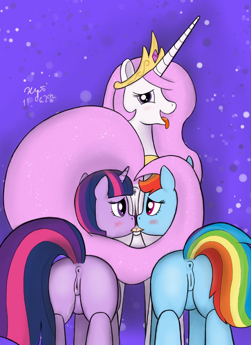 friendship_is_magic my_little_pony princess_celestia_(mlp) rainbow_dash_(mlp) smooth_skin twilight_sparkle_(mlp) xyi