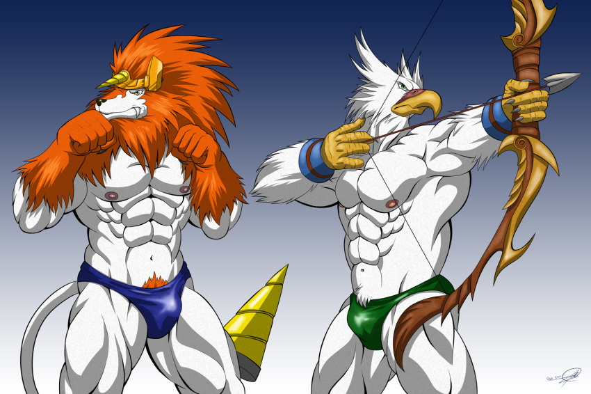 archer avian bikini bird canine chaotic clothing digimon dorulumon durulumon eagle fanservice frafdo male male_only mammal muscles speedo swimsuit symbolhero warrior wolf