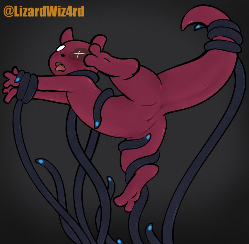 absurd_res anthro artificer_(rain_world) blush bondage bound burn_scar female forced hi_res invalid_tag lizardwizard mammal questionable_consent rain_world red_body scar slugcat solo tail tail_grab tentacle tongue tongue_out worm_grass_(rain_world)