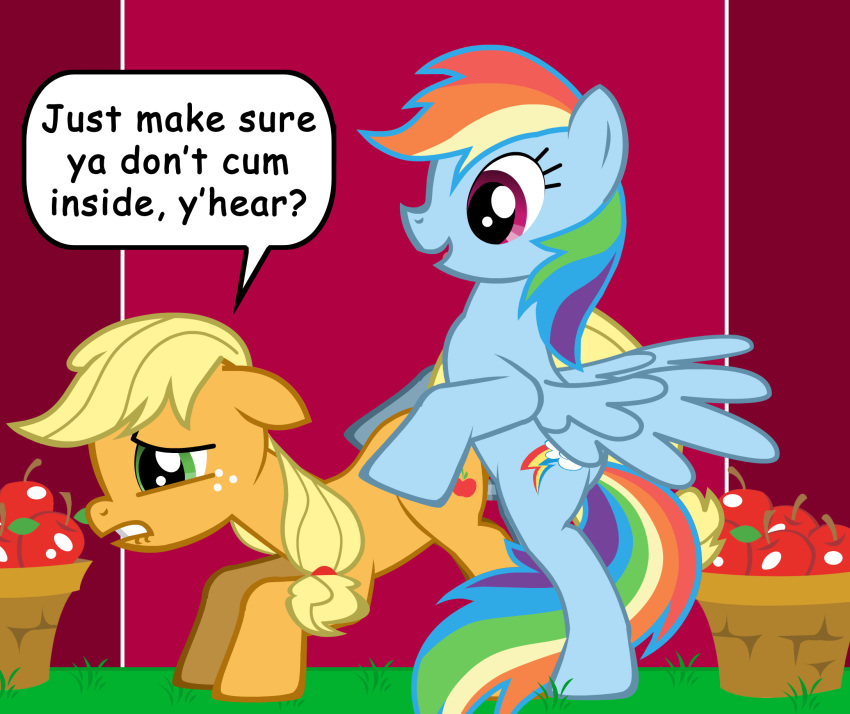 applejack_(mlp) caelenvasius earth_pony equine female feral friendship_is_magic fur futanari intersex my_little_pony penis pony rainbow_dash_(mlp) sex side_view