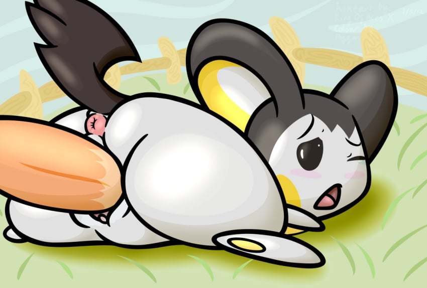 anus black_eyes black_fur color emolga female flygon_(artist) fur furry furry_ears furry_tail human interspecies kingofacesx male nintendo open_mouth penis pokemon pussy round_ears tail vulva white_fur wink