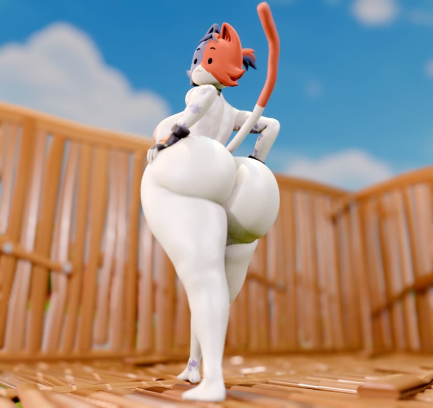 1girls 3d 3d_(artwork) alternate_version_available anthro ass barefoot big_ass cate_meowdy_(fortnite) completely_nude completely_nude_female dwrenders female female_only fortnite full_body furry looking_at_viewer looking_back naked naked_female nude nude_female solo solo_female