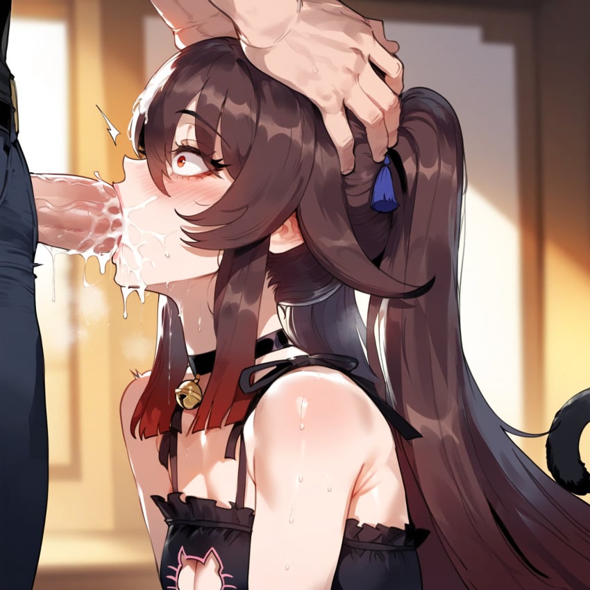 ai_generated blowjob catgirl genshin_impact hu_tao_(genshin_impact)