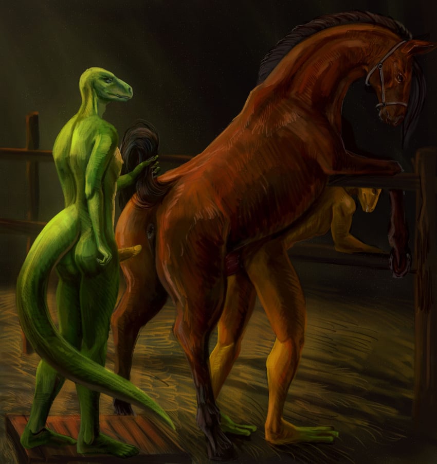 anal anal_sex anthro anthro_on_feral anthro_penetrated anus ass biped black_mane brown_body brown_tail colored dracenmarx equid equine feral feral_penetrating feral_penetrating_anthro feral_penetrating_male gashik_(artist) green_body green_tail group height_assist hi_res horse imminent_anal imminent_threesome interspecies jace_romeo larger_feral larger_male lewis_resmond lizard male male/male male_on_feral male_penetrated male_penetrating male_penetrating_male mammal mane monitor_lizard nude penetration quadruped reptile scalie sex size_difference smaller_anthro smaller_male smaller_penetrated tail tail_grab trio yellow_body zoophilia