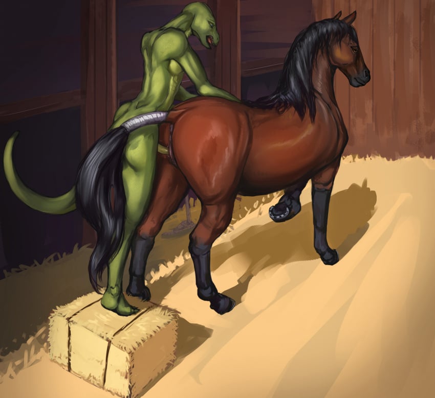 anthro anthro_on_feral anthro_penetrating anthro_penetrating_female anthro_penetrating_feral anus barn biped black_mane brown_body brown_fur dracenmarx duo equid equine erection female female_penetrated feral feral_penetrated fur genitals green_body green_tail height_assist hi_res horse inside interspecies lewis_resmond lizard male male/female male_on_feral male_penetrating male_penetrating_female male_penetrating_feral mammal mane monitor_lizard nude penetration penile penile_penetration penis penis_in_pussy pussy quadruped reptile scalie sephrendemon sex tail vaginal_penetration vaginal_penetration zoophilia