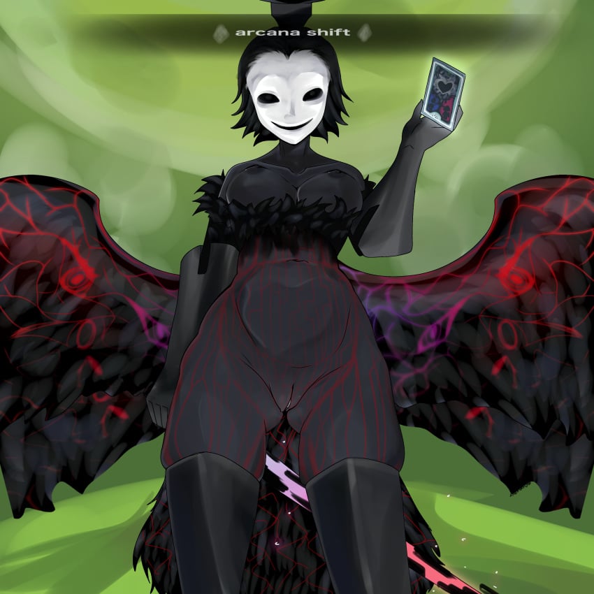 below_view first_porn_of_character first_post_of_artist freakynyx gameplay_mechanics giant hollow_eyes humanoid non-human nyx_(persona) nyx_avatar persona persona_3 sword wings