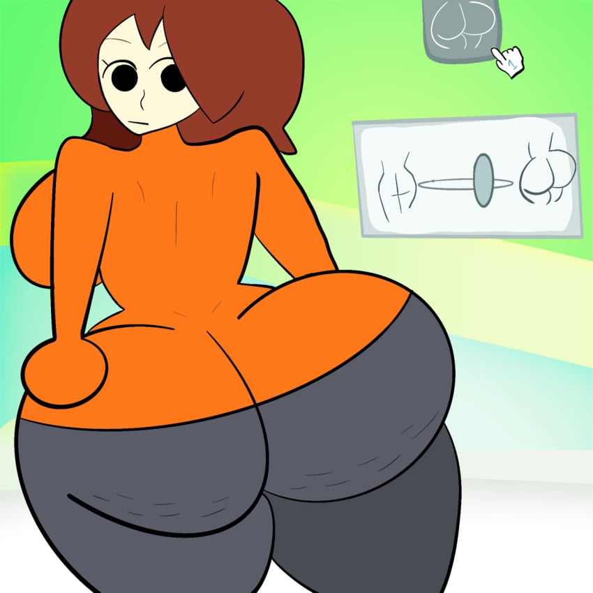 1girls ass ass_focus big_ass big_butt black_pants breasts brown_hair butt_focus curvy curvydoodles dot_eyes female huge_ass huge_butt looking_back mii mii_gunner mii_gunner_(smash_4) nintendo pants solid_eyes super_smash_bros. super_smash_bros._for_nintendo_3ds_and_wii_u