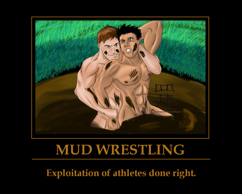 2boys artist_logo bara cody_rhodes english_text gay kittysenshi legacy male male_only meme motivational_poster mud muscular muscular_male tagme ted_dibiase_jr. text wrestling wwe yaoi