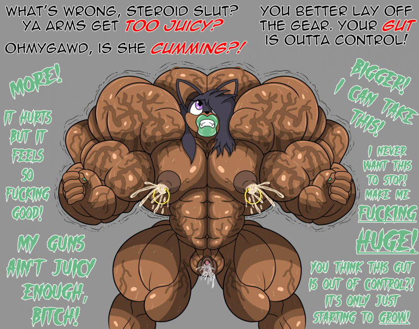 2022 abs anthro areola bat big_muscles big_pussy black_hair bodily_fluids breasts clenched_teeth colored_nails dark_areola dark_body dark_nipples dark_skin english_text fan_character female genital_fluids genitals green_lips green_nails growth hair hi_res huge_muscles hyper hyper_muscles lactating lips mammal milk muscle_growth muscular muscular_female nails nipple_piercing nipples orgasm pecs_with_breasts piercing pussy pyrohawk sega shaking sharina_(pyrohawk) solo sonic_the_hedgehog_(series) tagme teeth text thick_lips trembling vaginal_fluids vein veiny_belly veiny_breasts veiny_muscles veiny_pecs veiny_pussy