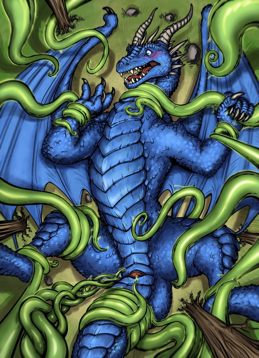 animal_genitalia blue_body blue_eyes blue_scales blue_tail blue_wings blush cloaca dragon emptyinside european_mythology female feral forced forest gaping gaping_cloaca genitals grass green_tentacles hi_res horn imminent_sex inheritance_cycle membrane_(anatomy) membranous_wings mythological_creature mythological_scalie mythology open_mouth plant rape restrained restrained_arms restrained_by_tentacles restrained_legs restrained_tail saphira scales scalie sex solo tail tentacle tentacle_sex tree tree_trunk western_dragon wide_eyed wings