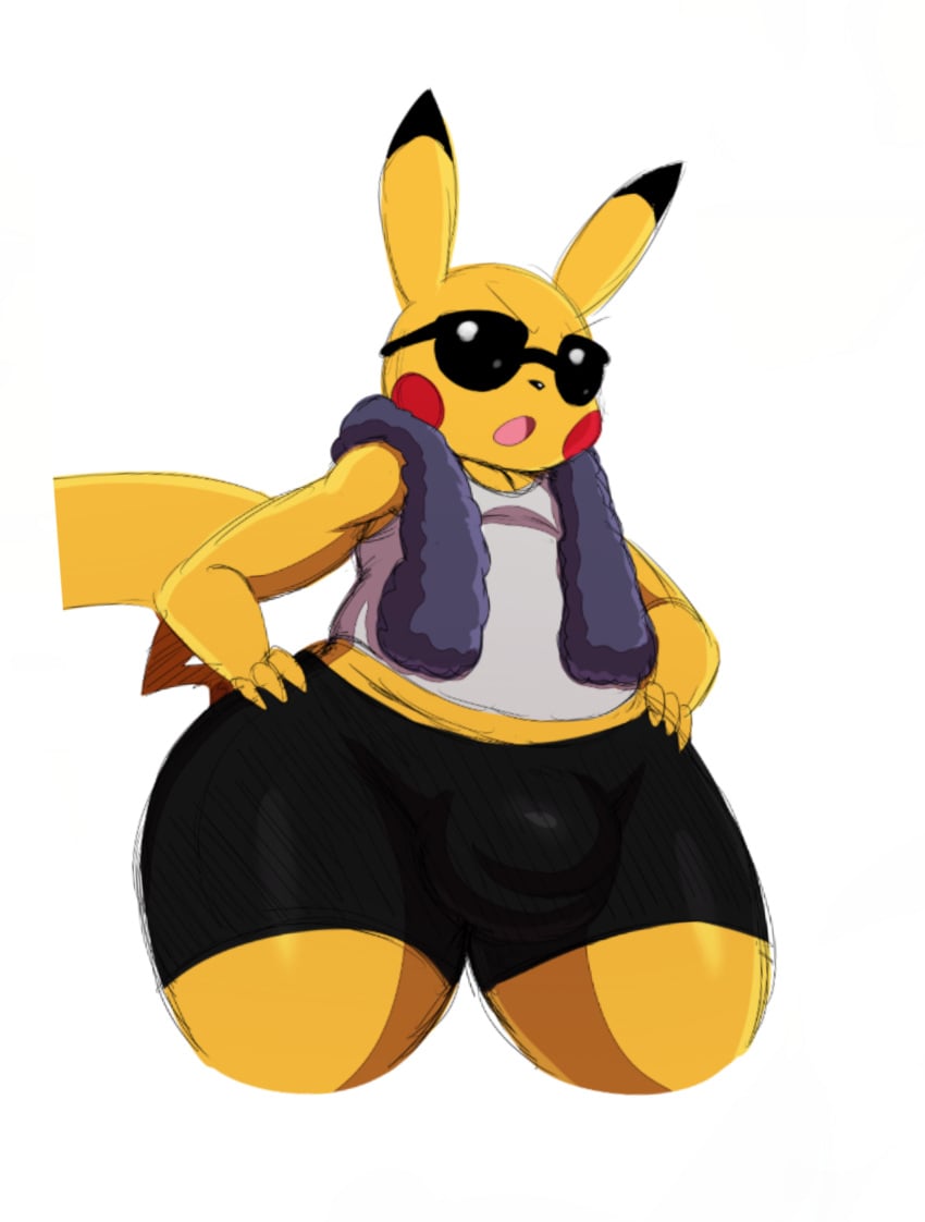 big_booty_pikachu gym_clothes hips_wider_than_shoulders male_only penis pikachu pokemon pokemon_(species) sssonic2 starykrow sunglasses tagme thick_thighs wide_hips