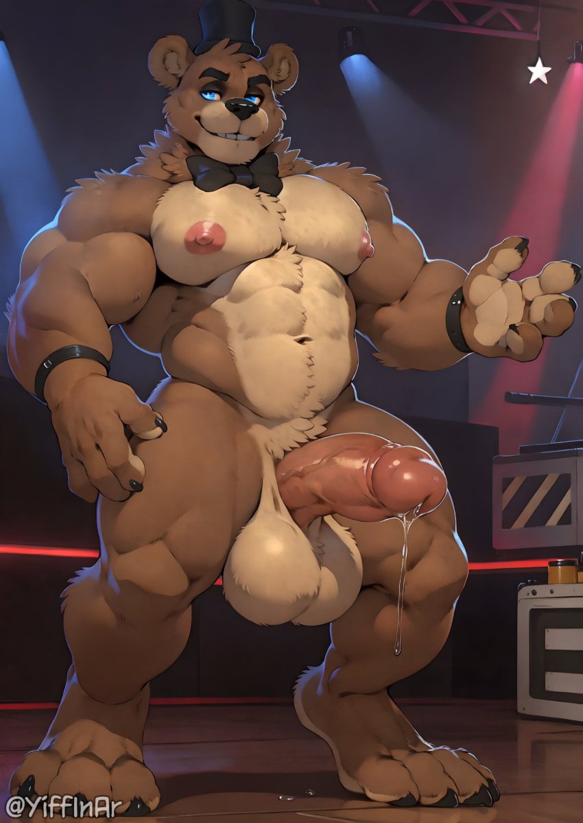 1boy 1male 2024 abs ai_generated anthro anthro_focus anthro_only anthro_solo bear bow_tie bowtie completely_nude completely_nude_male erect_penis erection five_nights_at_freddy's freddy_(fnaf) glans humanoid_genitalia humanoid_penis male male_anthro male_focus male_only mammal mammal_humanoid muscle muscles muscular muscular_anthro muscular_male navel nipples nude nude_male pecs pectorals penis penis_out precum precum_drip scottgames smile smiley_face smiling solo solo_anthro solo_focus solo_in_panel solo_male solo_male ursid ursid_humanoid