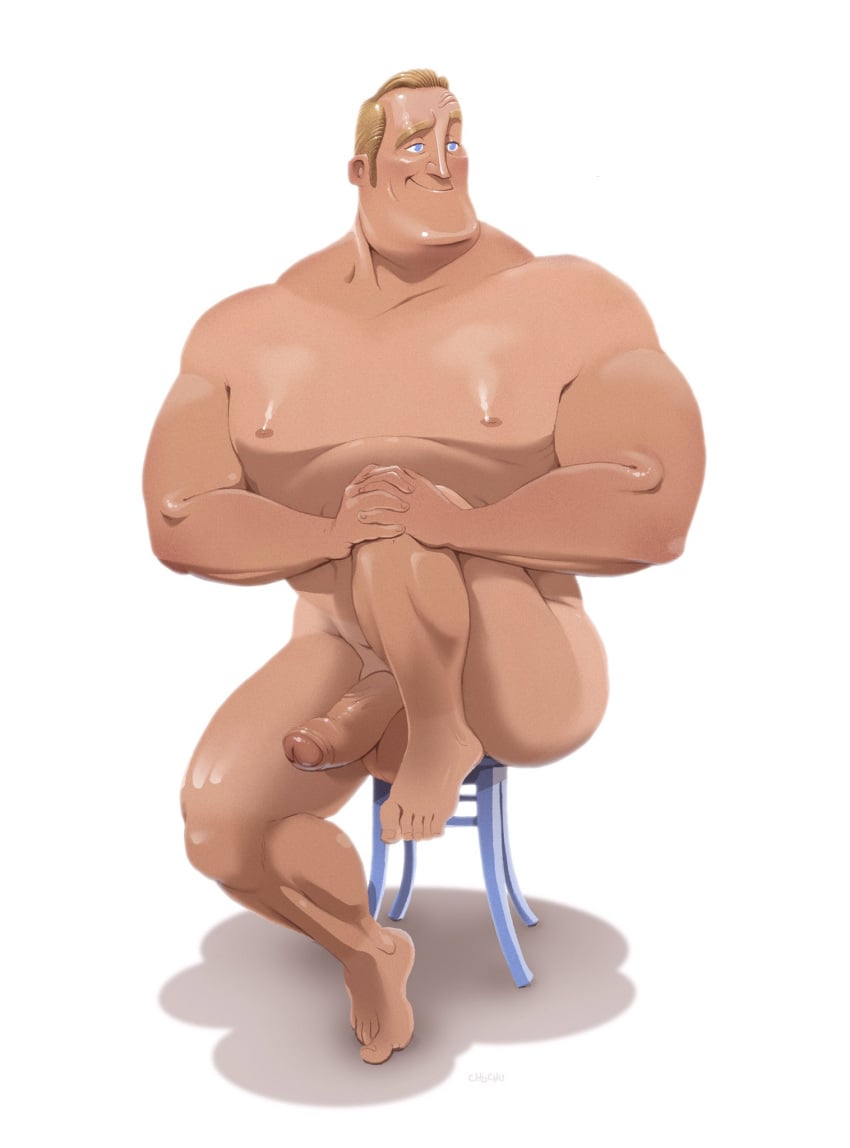 balls boner chuchugelee disney erection male male_only masculine mr._incredible nude penis pixar robert_parr sitting solo solo_male the_incredibles