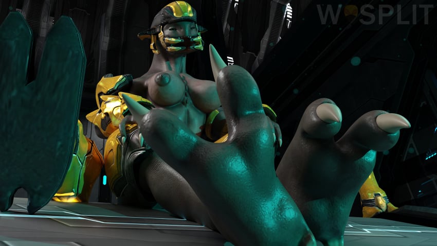 2toes alien alien_girl armor boobs_out boots boots_removed breasts breasts breasts_out curled_toes feet feet_together foot_fetish foot_focus halo_(series) mandibles nails nipples sangheili sci-fi science_fiction semi_nude spread_toes squint squinted_eyes squinting toes video_games wasplit