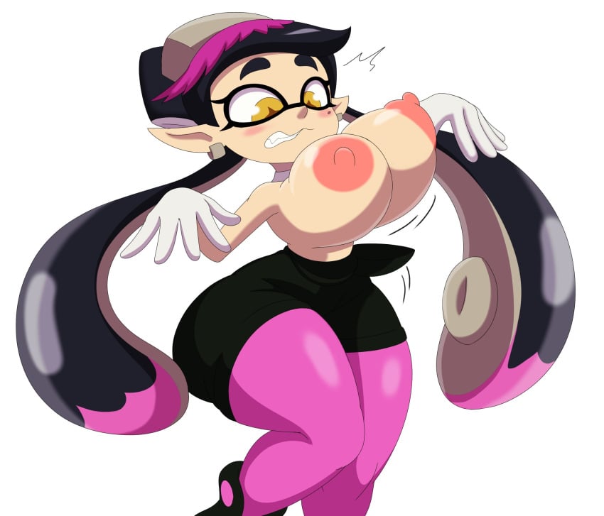 breasts callie_(splatoon) exposed_breasts female mechspazer nintendo nipples splatoon tagme wardrobe_malfunction