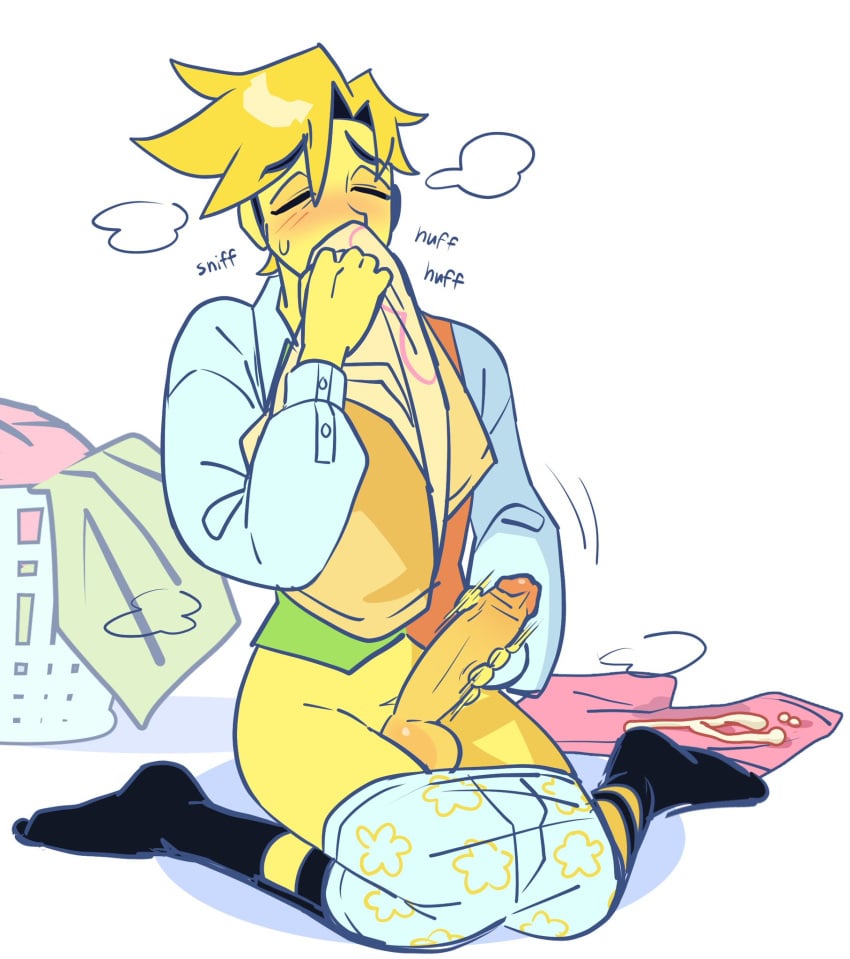 blush blushing blushing_male clothed clothed_male clothes clothing cock deltarune deltarune_chapter_5 dick flowery gay hand_on_penis handjob jerking jerking_off laundry laundry_basket long_penis male male_only masturbation musk musk_fetish penis playing_with_penis rubbing_penis smell_fetish smelling smelling_clothes sniffing sniffing_clothes solo solo_focus solo_male touching_penis touching_self twink yaoi yellow_body yellow_hair yellow_skin