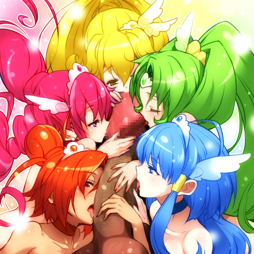 censored hino_akane hoshizora_miyuki midorikawa_nao oral_sex pretty_cure puyo_(puyotopia) reika_aoki smile_precure yayoi_kise