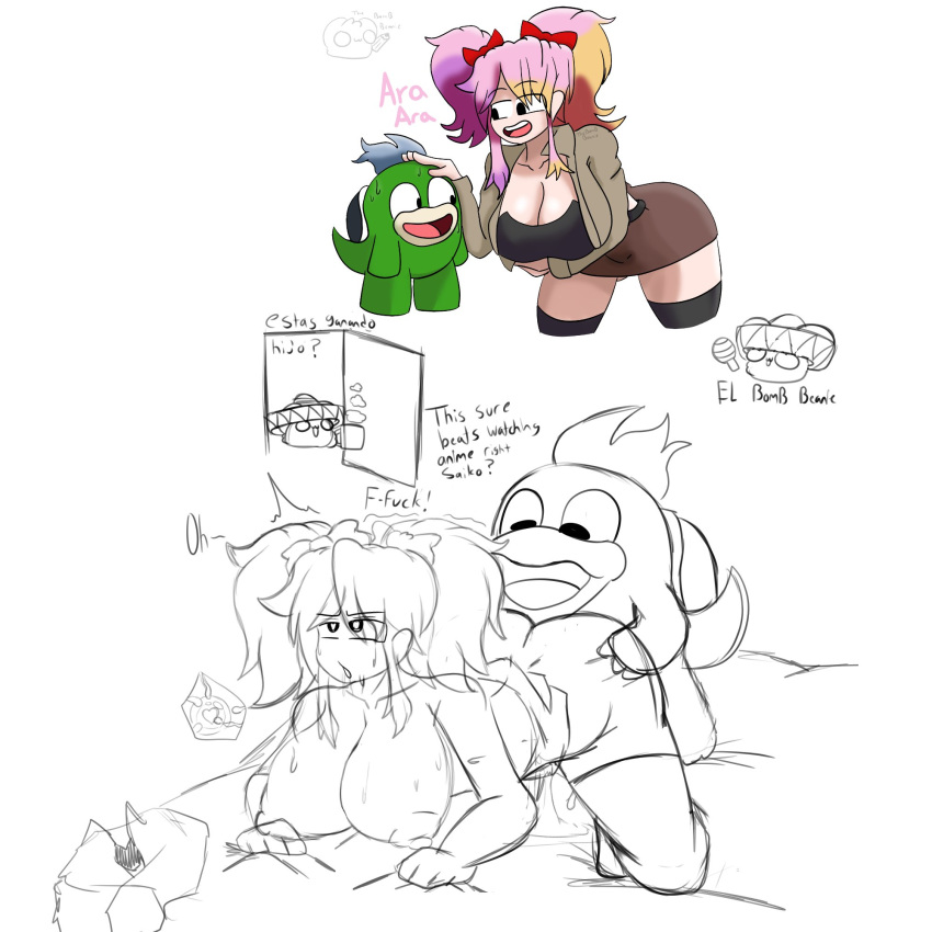 ahe_gao anthro_penetrating anthro_penetrating_human ara_ara ass ass_grab black_and_white cum cum_in_pussy cum_inside cum_leaking female fishy_boopkins_(smg4) huge_breasts human_on_anthro impregnation interspecies larger_female mario_(series) ovum penile_penetration penis_in_pussy saiko_bichitaru_(smg4) sex size_difference smaller_male smg4 sperm_cell spike_(mario) tagme thebombbeanie vaginal_penetration youtube