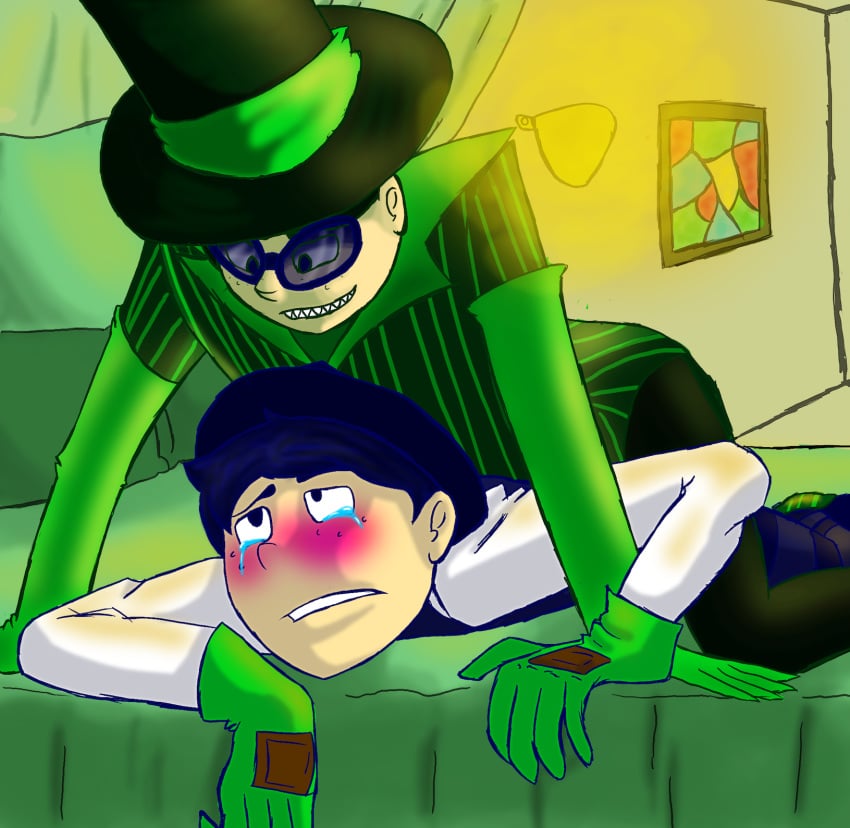 2boys bed blush crying dr_seuss gay gloves greed-ler illumination_entertainment male once-ler rape selfcest sharp_teeth sunglasses the_lorax top_hat universal_studios yaoi