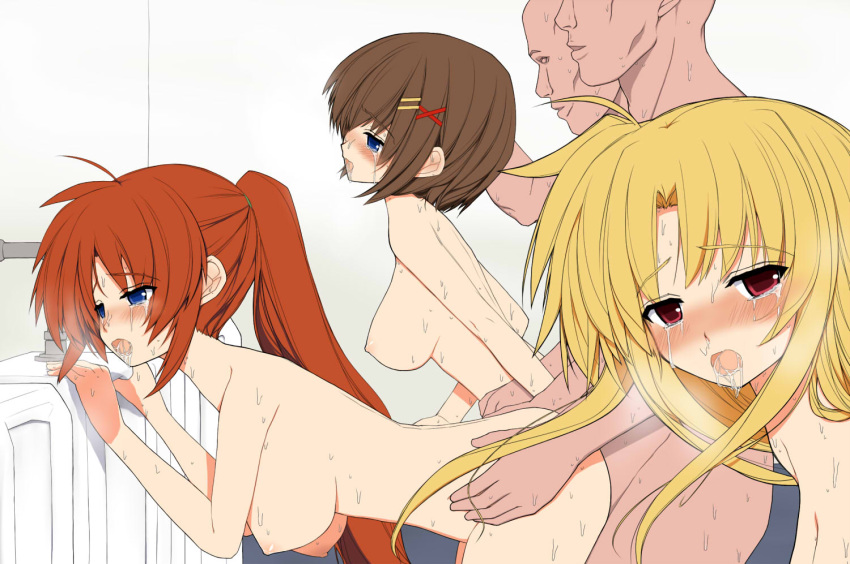 fate_testarossa female female_focus hayate_yagami mahou_shoujo_lyrical_nanoha_strikers nanoha_takamachi nude_female partial_male sex straight tagme