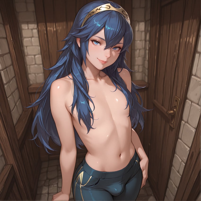 ai_generated ai_generated_slop blue_eyes blue_hair dragonk8 femboy feminine_faced_male feminine_male fire_emblem fire_emblem_awakening lucina_(fire_emblem) male rule_63 sole_male solo