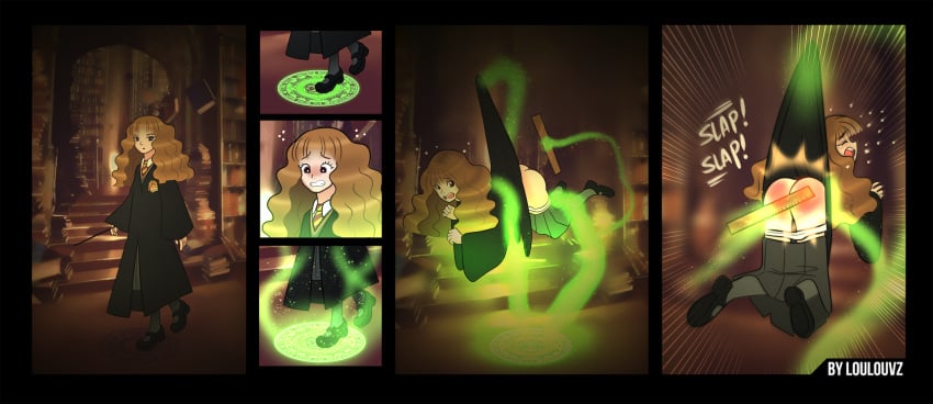 harry_potter hermione_granger hogwarts loulouvz magic restrained spanking