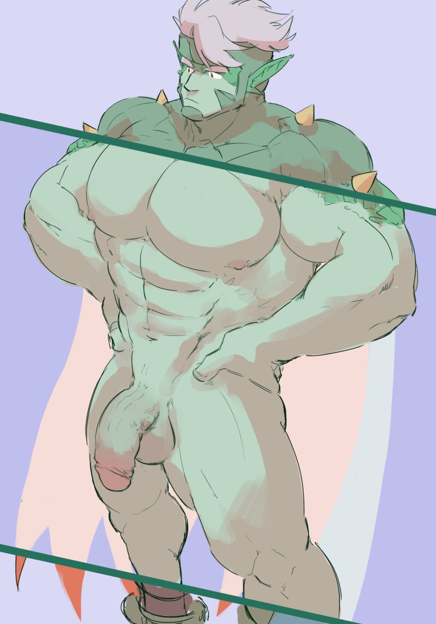 agatio agatio_(golden_sun) bara blue_skin camelot dragon_boy fat_cock golden_sun large_penis monster_boy muscles muscular muscular_male nintendo piikeisandaa pointy_ears red_eyes white_hair x-ray x-ray_view
