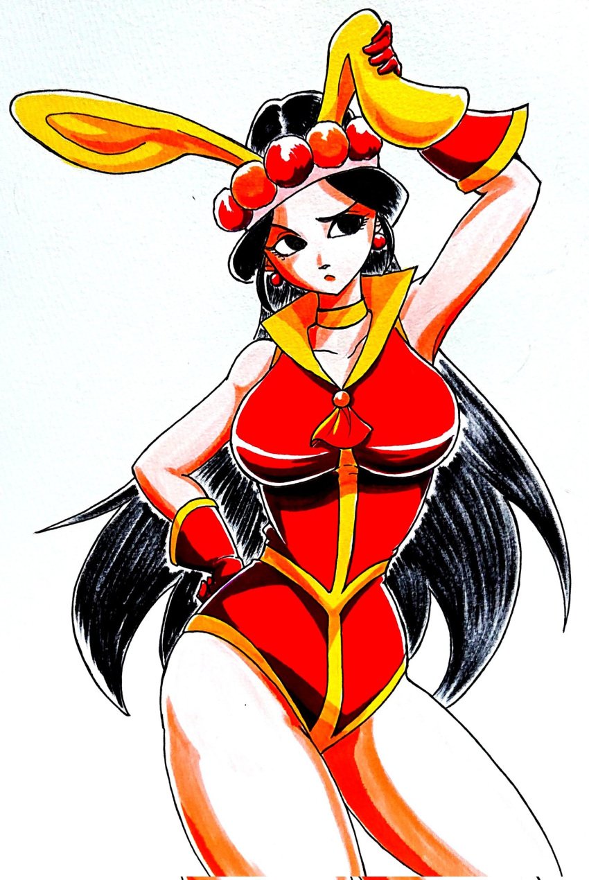 1girls annin_(dragon_ball) area5169458561 breasts dark_hair dragon_ball light-skinned_female long_hair thighs