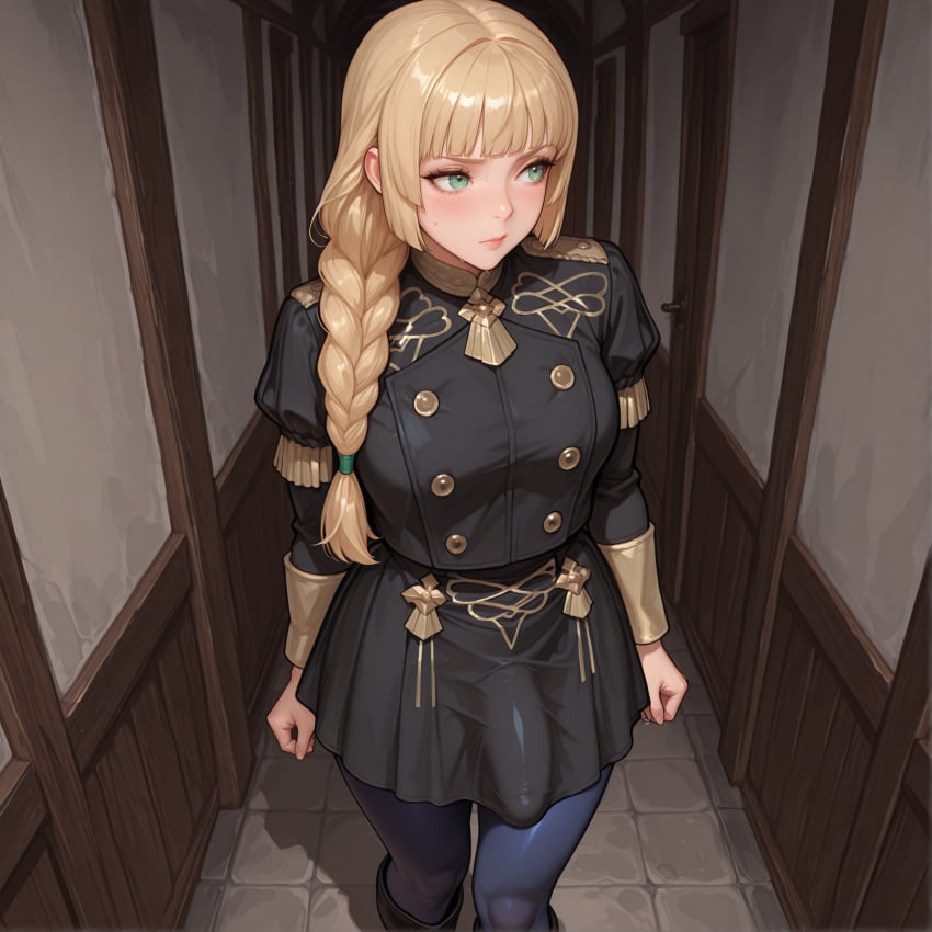 ai_generated blonde_hair dragonk8 fire_emblem fire_emblem:_three_houses futa_only futanari green_eyes ingrid_brandl_galatea intersex solo
