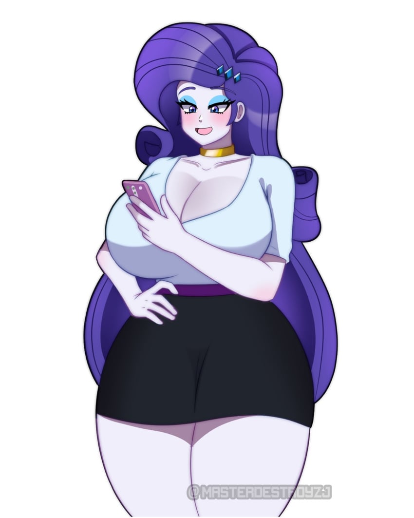 big_breasts big_thighs big_titties blue_eyes breasts clothing curvaceous curvaceous_female curvaceous_figure curvy curvy_figure curvy_hips equestria_girls female female_focus female_only long_hair looking_at_viewer masterdestroyzj my_little_pony purple_hair rarity_(eg) rarity_(mlp) rubber white_skin