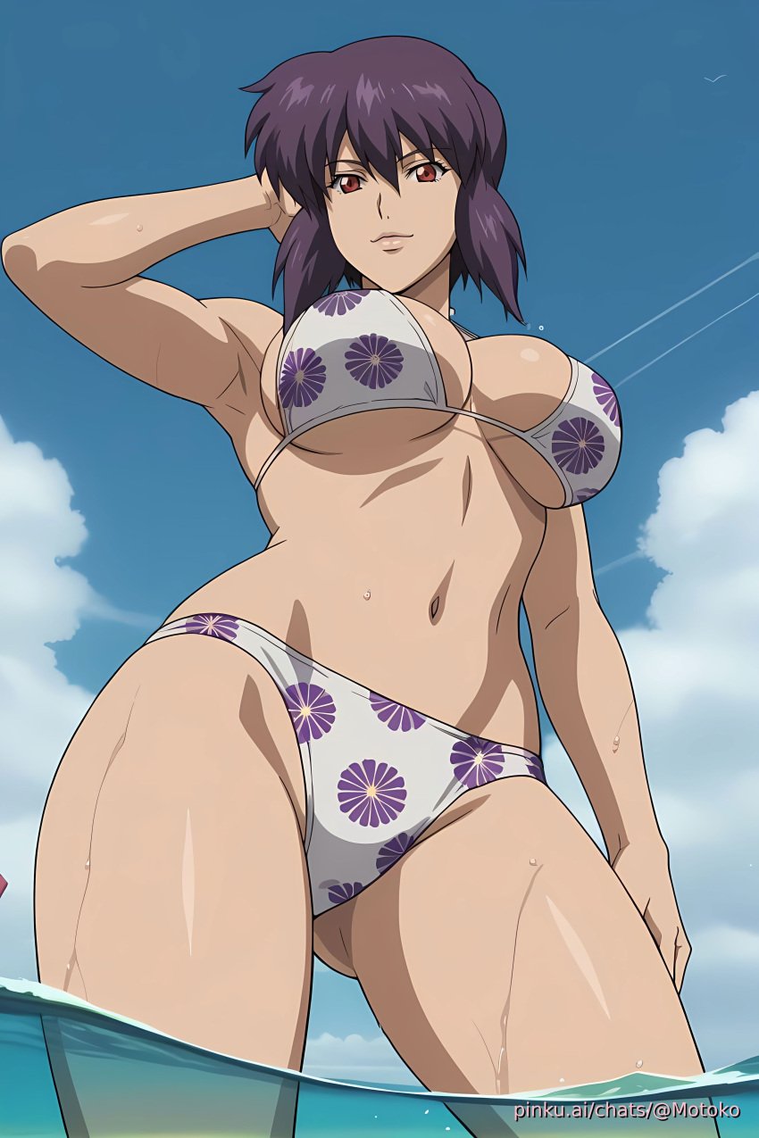 ai_generated aichat beach bikini candid cute ecchi ghost_in_the_shell motoko pinku pinku.ai pinkuai sexy