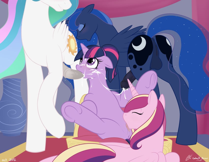 alicorn balls bed cum cum_on_face cumshot cunnilingus cutie_mark equine fatalfox fellatio female feral feral_on_feral friendship_is_magic furry futa_on_female futanari herm horn horse intersex my_little_pony oral oral_sex orgasm penis pony princess_cadance_(mlp) princess_celestia_(mlp) princess_luna_(mlp) pussy sex straight_hair twilight_sparkle_(mlp) unicorn vaginal_penetration vase wings