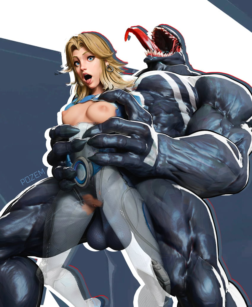 1boy 1girls 3d absurd_res absurd_resolution absurdres anal areolae artist_name big_penis black_body blonde_hair blue_eyes bodysuit breasts carrying carrying_partner fantastic_four huge_cock impossible_fit invisible_woman invisible_woman_(marvel_rivals) marvel marvel_rivals open_mouth orgasm pozem sex_from_behind sharp_teeth spider-man_(series) sue_richards sue_storm torn_bodysuit torn_clothes torn_clothing venom_(marvel) venom_(marvel_rivals)