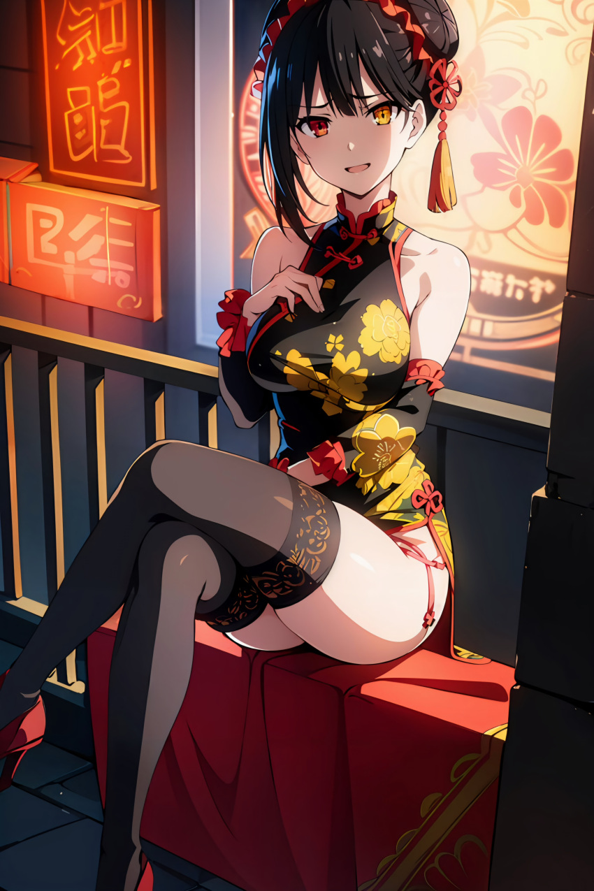 breasts chinese_clothes crossed_legs date_a_live tokisaki_kurumi