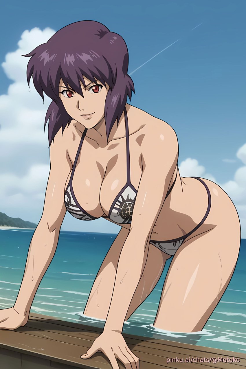 ai_generated aichat beach bikini candid cute ecchi ghost_in_the_shell motoko pinku pinku.ai pinkuai sexy