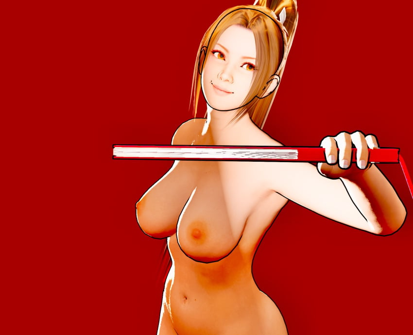 3d 3d_(artwork) artist_request blender blender_(software) breasts breasts_out brown_eyes brown_hair color fatal_fury female female_focus female_only king_of_fighters mai_shiranui naked naked_female nude nude_female tits_out