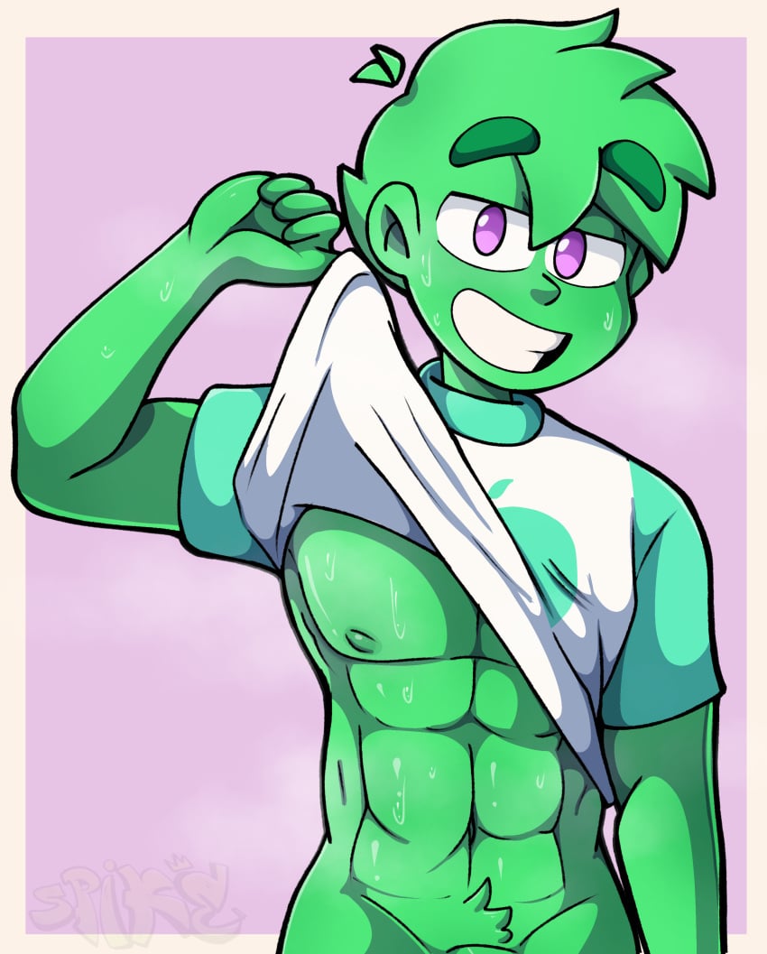 aladoeduardo green_body male_only mundo_torajo muscular muscular_male spikedraws suggestive_look torajo