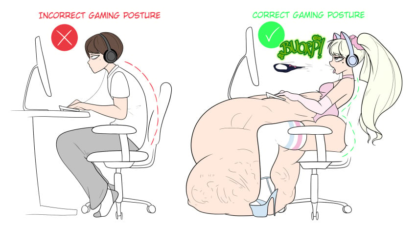 1boy arched_back arm_sleeves ass_expansion before_and_after big_ass blonde_hair brown_hair bubble_butt choker clothed clothing correct_gaming_posture_(meme) crossdressing fat_ass femboy femboy_gamer_(sealguy) femboy_pride_colors feminine_male feminization fully_clothed gamer gamer_boy gaming headphones hi_res high_heels highres human leotard light-skinned_male long_hair male meme mole mole_under_eye parody partially_clothed platform_heels pred prismrose short_hair sissy skindentation socks stiletto_heels thick_thighs thighhighs twintails very_high_heels vore wide_hips wig