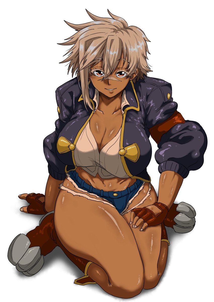 1girls blazblue bullet_(blazblue) dark-skinned_female short_shorts tagme thick_thighs voluptuous