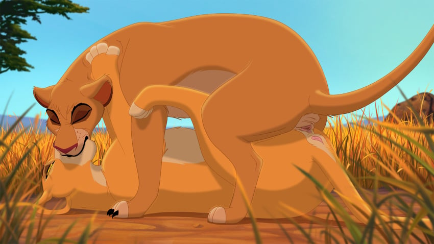 anus closed_eyes disney duo female female/female feral furry genitals hi_res kiara_(the_lion_king) kissing nude outside outside_sex pussy sex the_lion_king tribadism vaginal_penetration vitani_(the_lion_king) zica