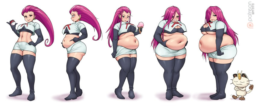 bbw belly_overhang big_belly big_female blush chubby chubby_female embarrassed fat fat_ass fat_female fat_fetish fat_girl fat_woman fatty grabbing_belly hair_down hands_on_belly ice_cream jessie_(pokemon) large_female meowth obese obese_female overweight overweight_female pig plump pokeball pokemon pork_chop pudgy_belly thick_thighs tubby weight_gain