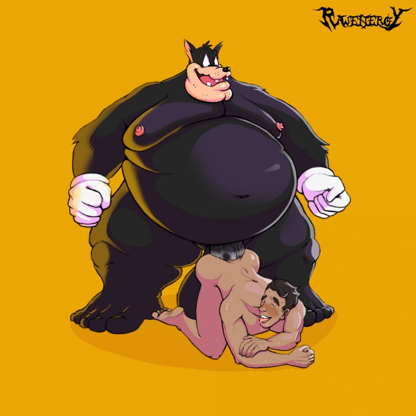 2boys anal anal_sex anthro anthro_dominating_human anthro_penetrating anthro_penetrating_human ass back_muscles belly big_belly big_butt big_dom_small_sub big_moobs big_penis black_body black_fur black_hair blush bodily_fluids canon_x_oc cat disney domestic_cat dominant dominant_anthro dominant_male duo erect_nipples erection fat fat_belly felid feline felis fur gay gay_sex genitals hair hi_res human human_on_anthro human_penetrated interspecies larger_anthro larger_male male male/male male_penetrated male_penetrating male_penetrating_male mammal mickey_mouse_shorts moobs navel nipples nude obese obese_anthro obese_male overweight overweight_anthro overweight_male penetration penile penile_penetration penis penis_in_ass pete_(disney) rawenergy sex signature size_difference smaller_human smaller_male smaller_penetrated stubble submissive submissive_human submissive_male sweat teeth