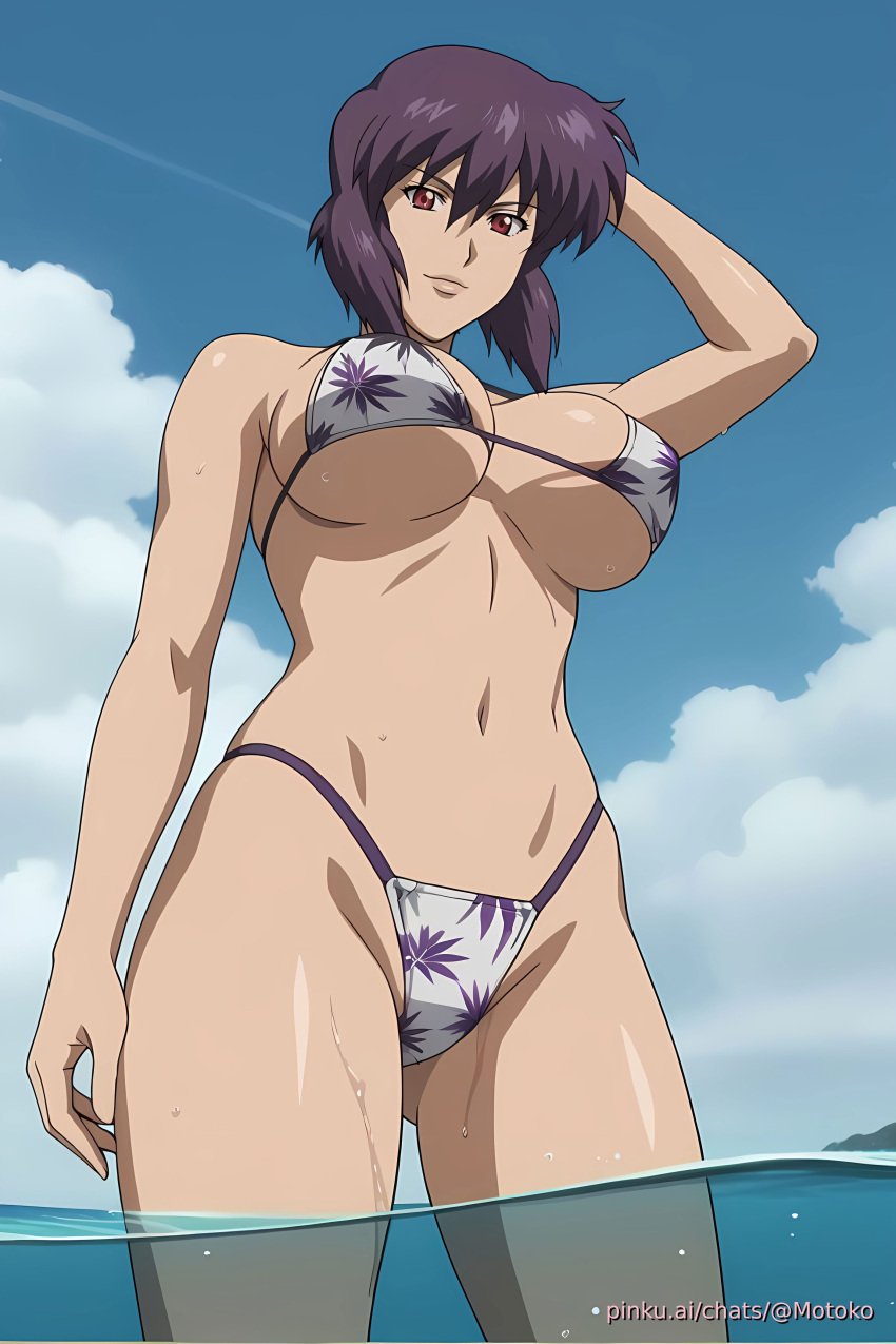 ai_generated aichat beach bikini candid cute ecchi ghost_in_the_shell motoko pinku pinku.ai pinkuai sexy