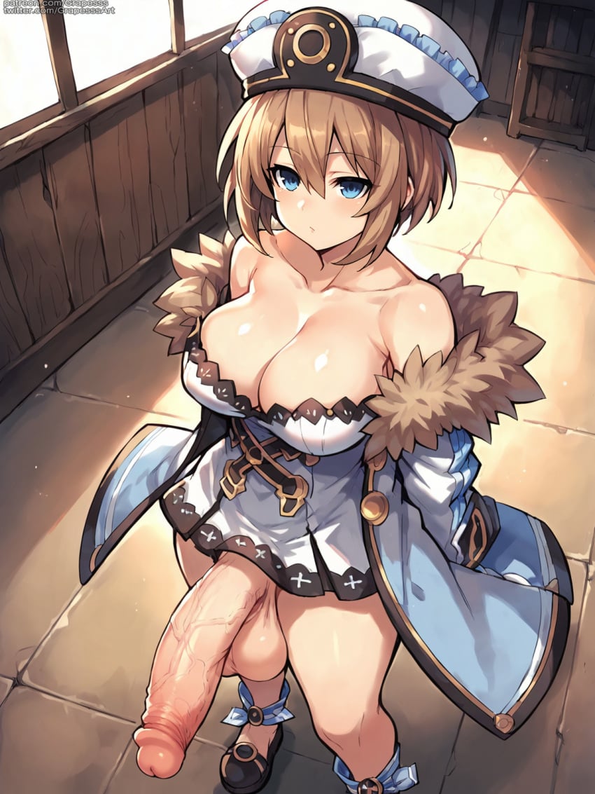 ai_generated big_penis blanc futanari grapesss hyperdimension_neptunia light-skinned_futanari