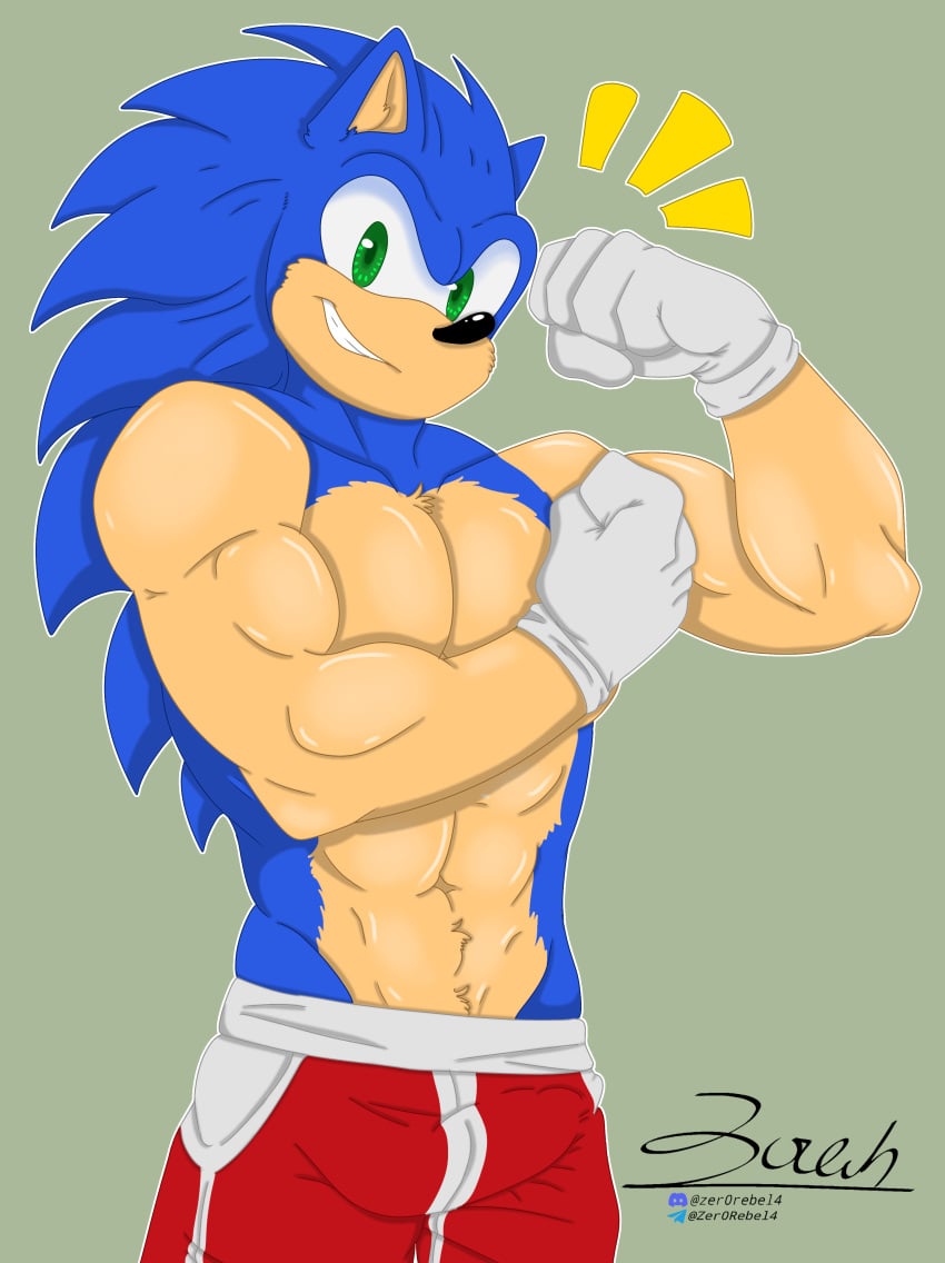 abs absurd_res anthro athletic blue_body blue_fur bottomwear bulge clothing conjoined_eyes detailed_bulge discord_(app) eulipotyphlan flexing fur genital_outline gloves green_eyes grin handwear hedgehog hi_res looking_at_viewer male mammal markings muscular muscular_anthro muscular_arms muscular_male navel pants pecs penis_outline sega smile solo sonic_(series) sonic_the_hedgehog sonic_the_hedgehog_(comics) sonic_the_hedgehog_(series) sweatpants tan_body tan_fur tan_markings telegram zer0rebel4