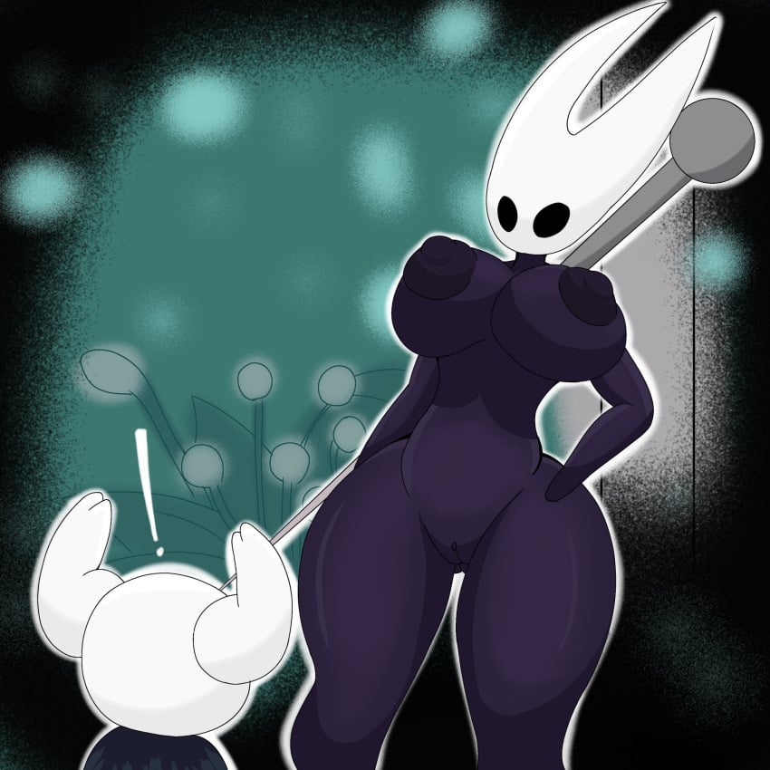 1boy 1girls background big_breasts big_legs female girl hollow_knight hornet_(hollow_knight) male nude nude_female protagonist_(hollow_knight) tannicfer team_cherry vessel_(species)