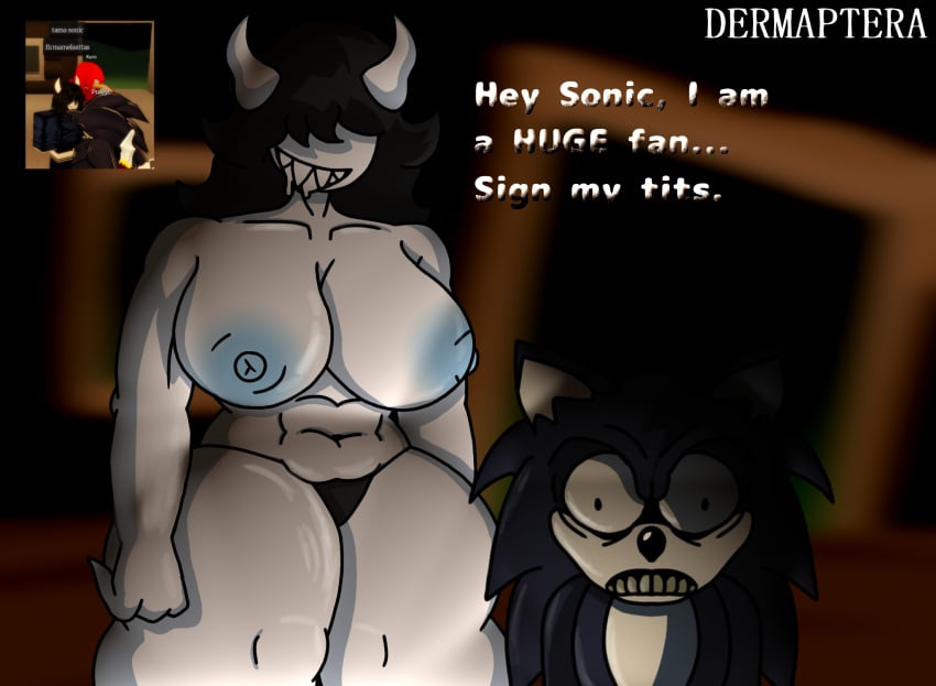 2017_x abs black_hair black_panties blue_nipples covered_eyes dermaptera drooling fear friday_night_funkin friday_night_funkin_mod lilth_(dermaptera) muscled_female naked oc oc_x_canon pillar_chase_2 roblox sharp_teeth sonic.exe_(series) sonic_(series) sonic_the_hedgehog_(series) succubus taller_girl white_horns white_skin