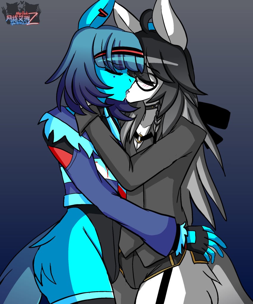 2025 2boys 2femboys airiin220 bulge bulge_through_clothing closed_eyes cyan_(horse_race_test) cyberairiin_(airiin220) faggot femboy furry furry_only gay horse horse_race_tests kissing leotard long_hair long_hair_male male male_only superstitional_realism yaoi