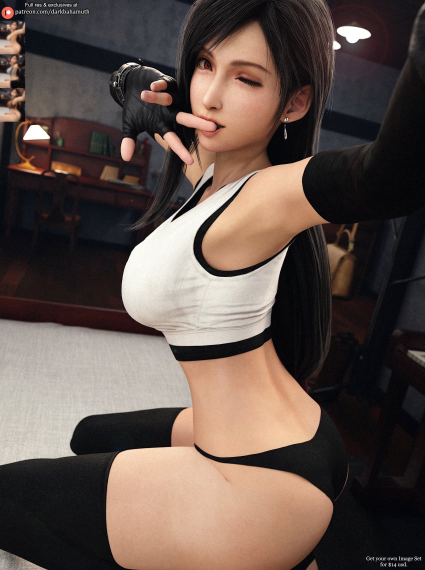 3d 3d_(artwork) ass ass darkbahamuth female final_fantasy final_fantasy_vii panties pinup selfie tifa_lockhart